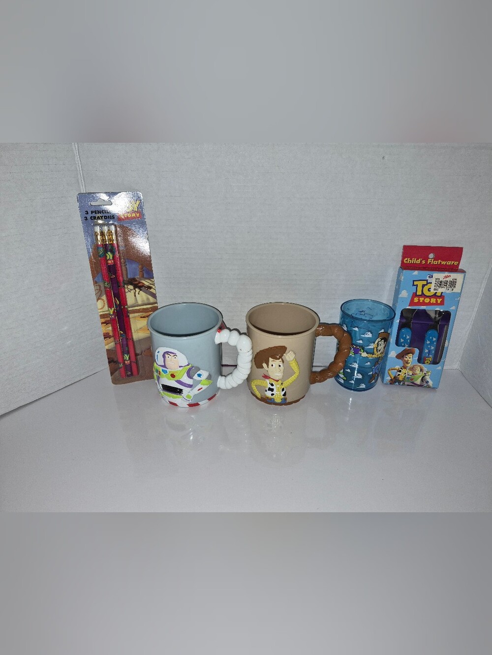 Vintage Disney Toy Story Lot Pencils, Children Flatware & Cups
